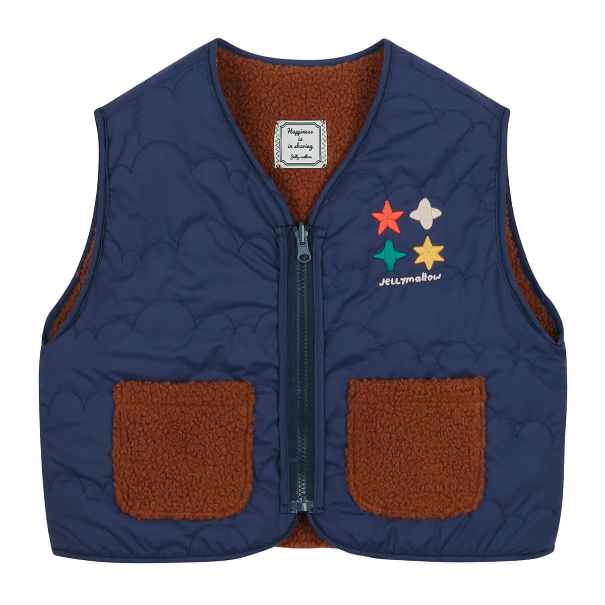 Star Color Block Reversible Gilet in Navy by Jelly Mallow