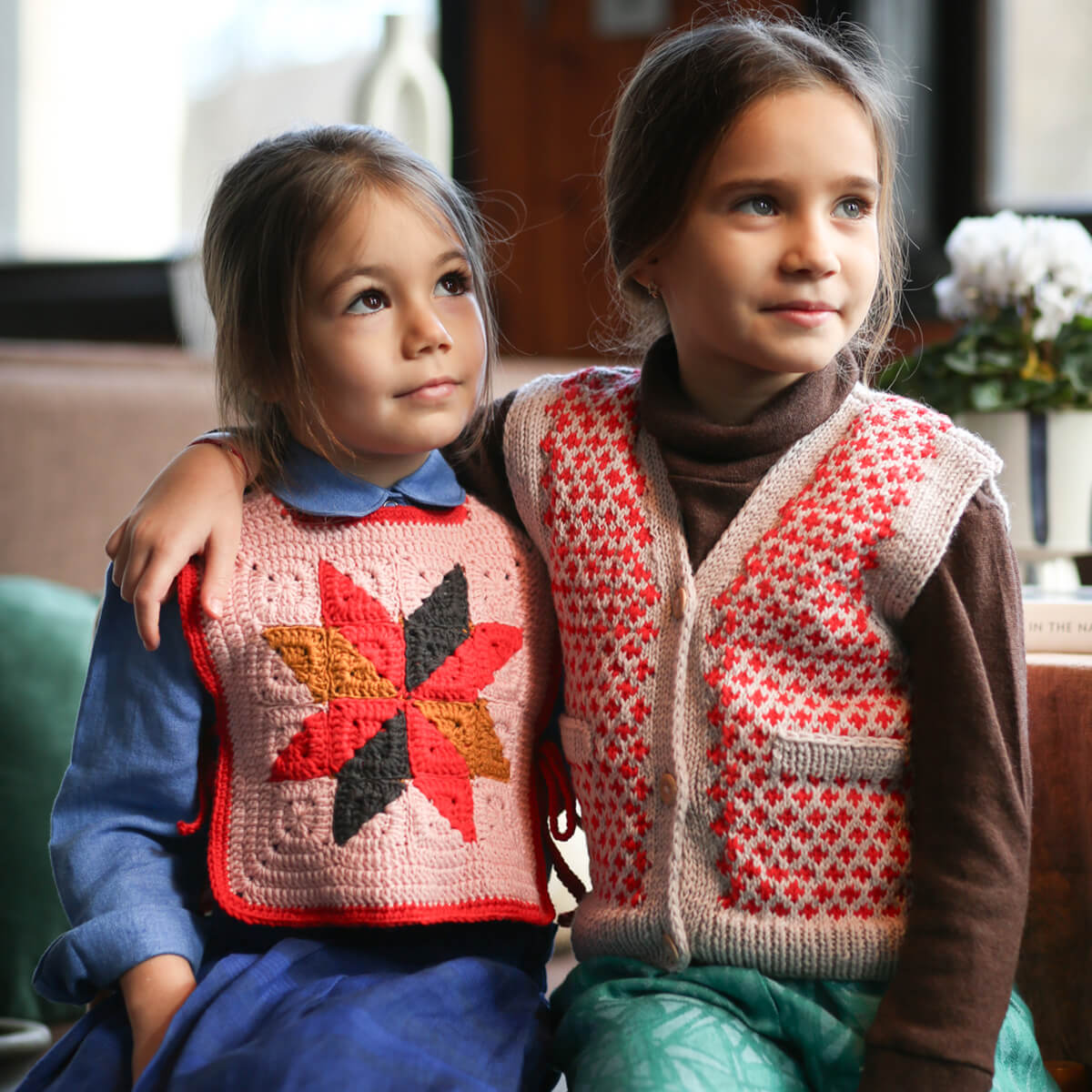 トップス kalinka crochet vest 2-4y Edmund Vest in Moonstone / Poppy by Kalinka – Junior Edition