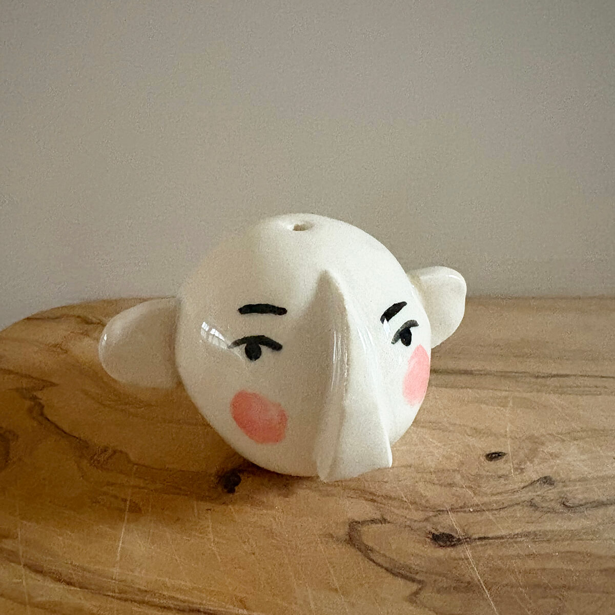 Head Incense Holder (Pink Cheeks) by Kay Train Ceramics