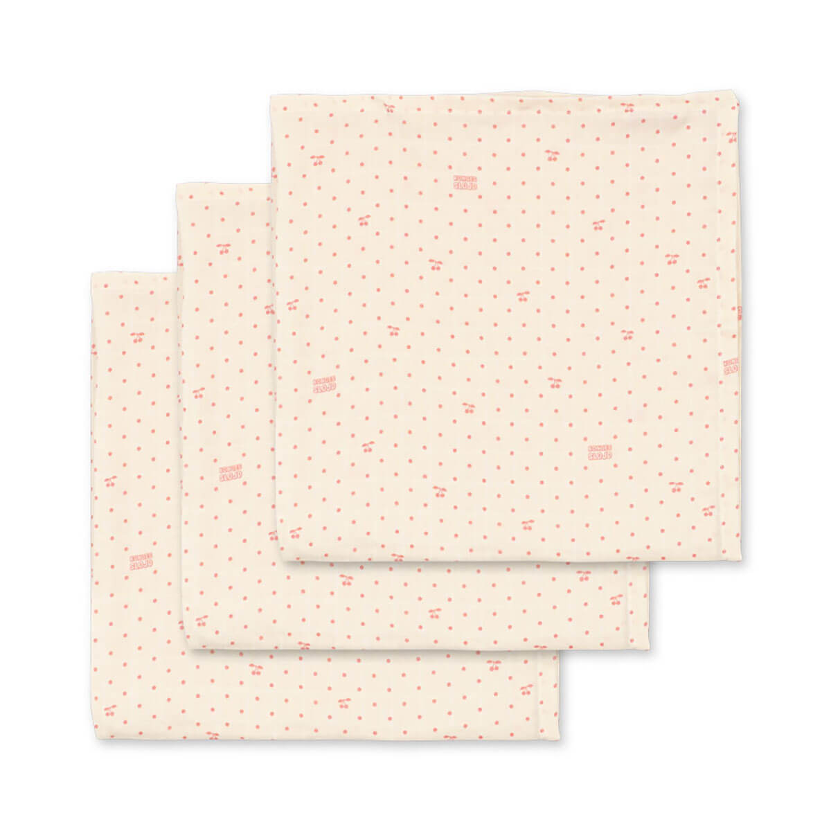 Muslin Cloths (3 Pack) in Cherry Dot by Konges Sløjd