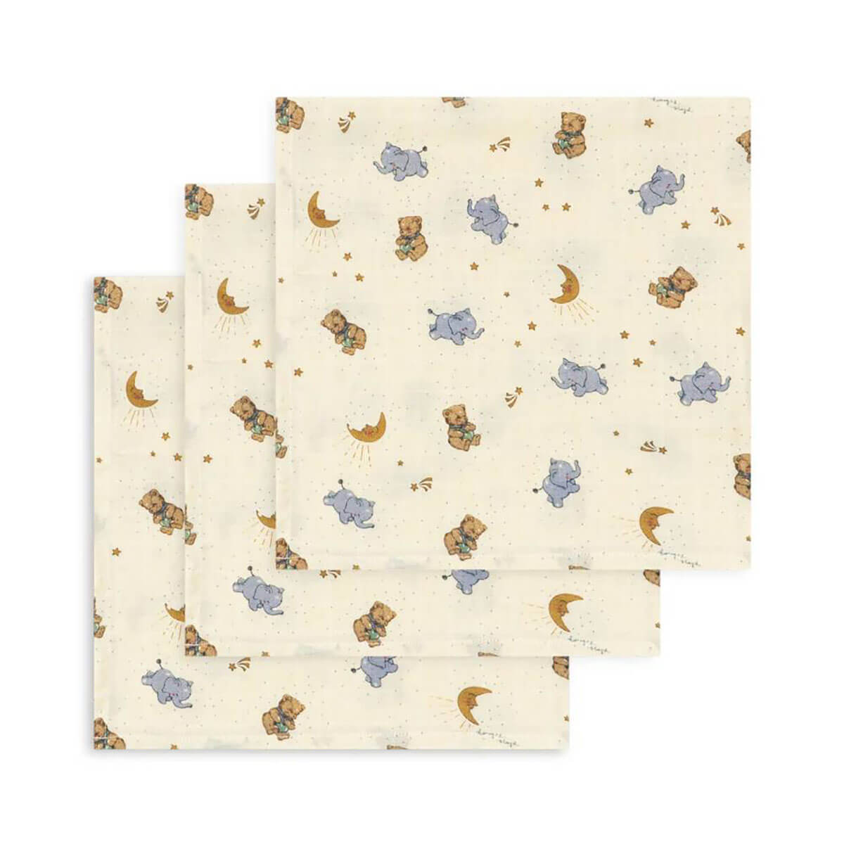 Muslin Cloths (3 Pack) in Cucciolo by Konges Sløjd