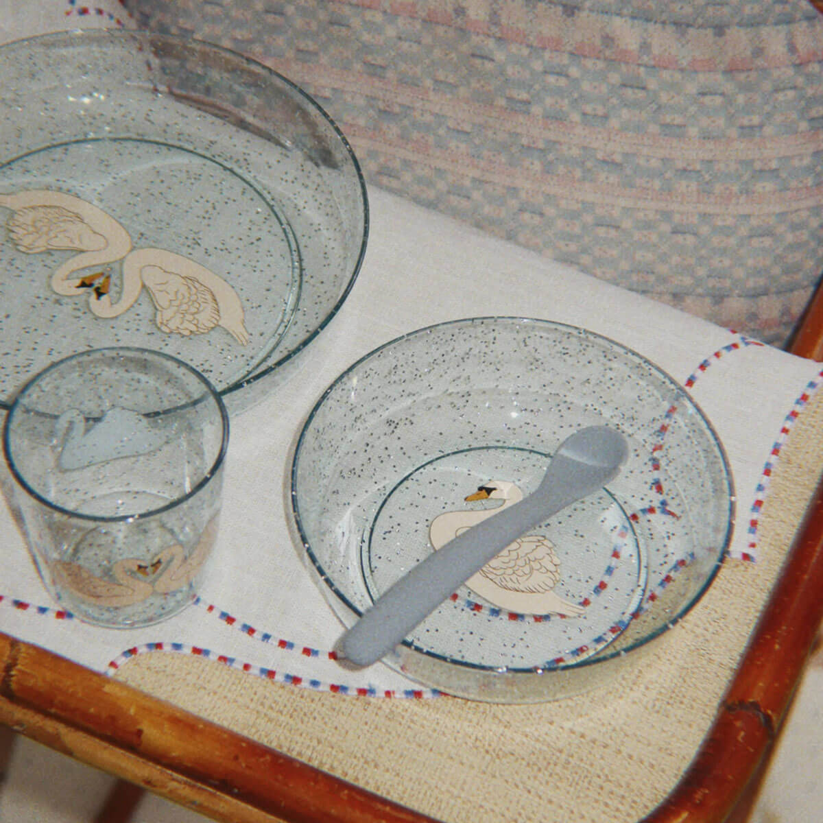 Sparkly Dinner Set in Swan Blue by Konges Sløjd