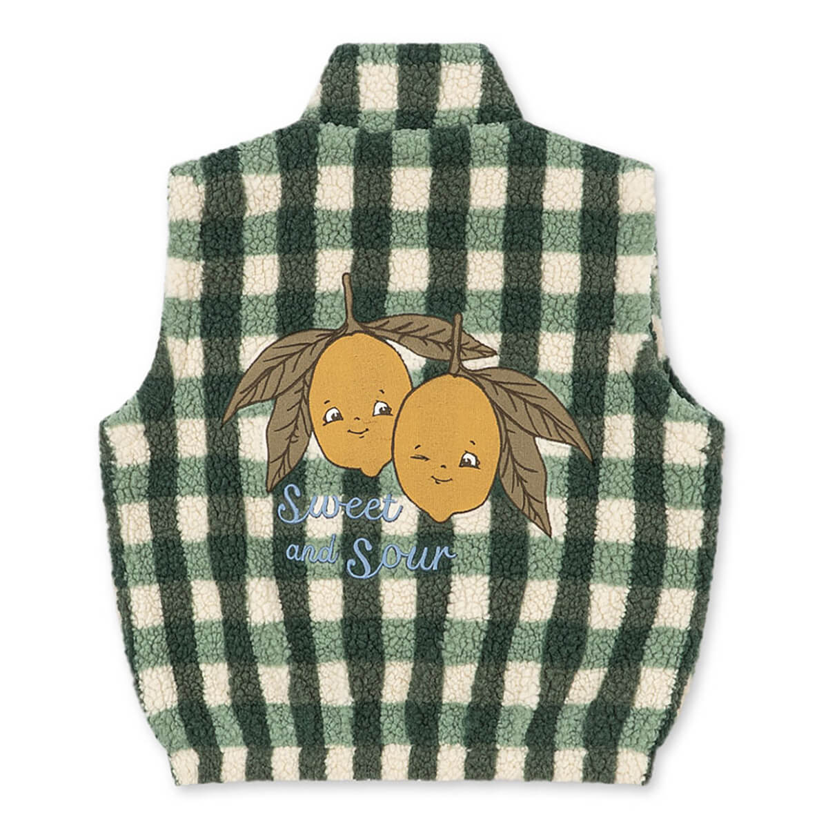 Jody Teddy Vest in Green Check by Konges Sløjd – Junior Edition