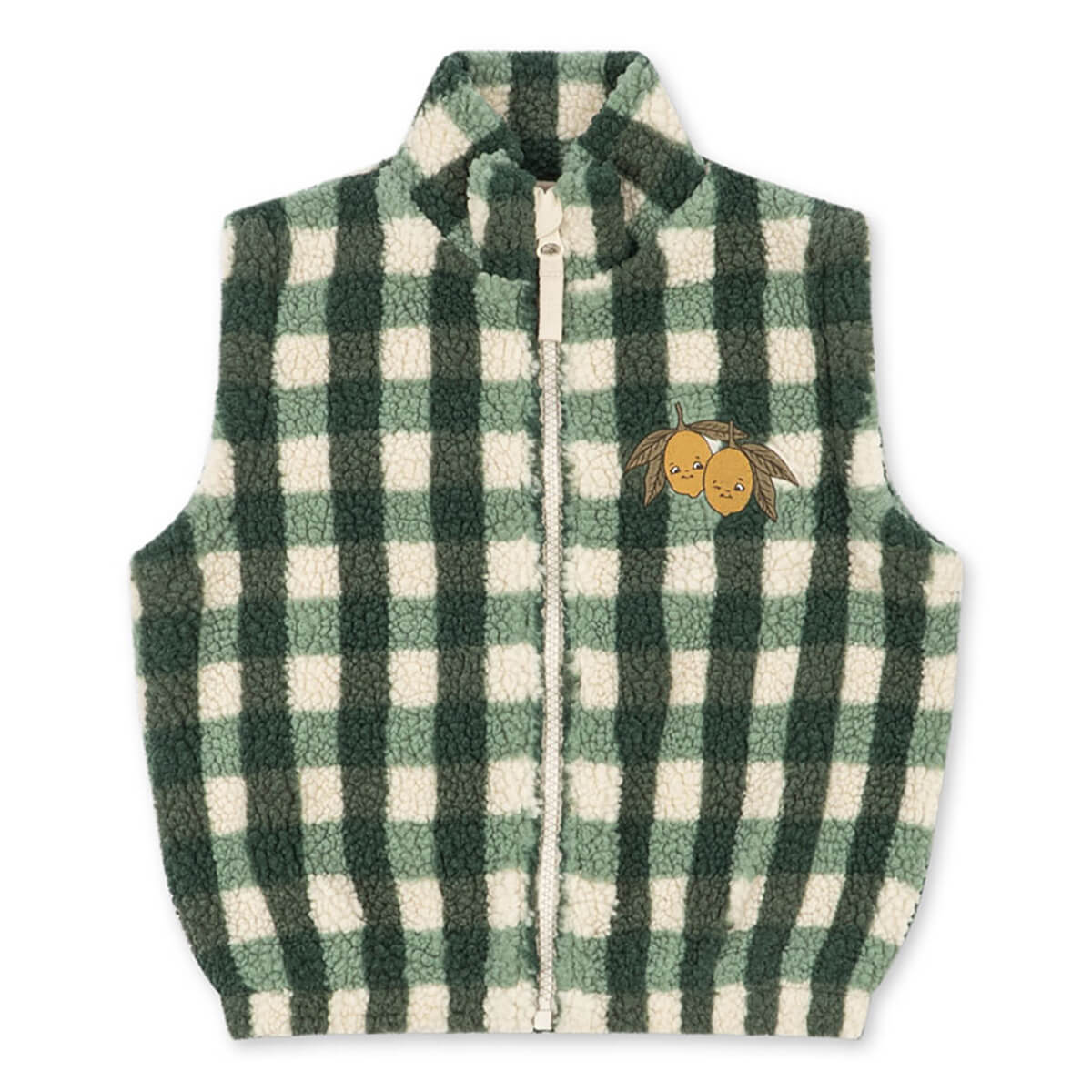 Jody Teddy Vest in Green Check by Konges Sløjd – Junior Edition