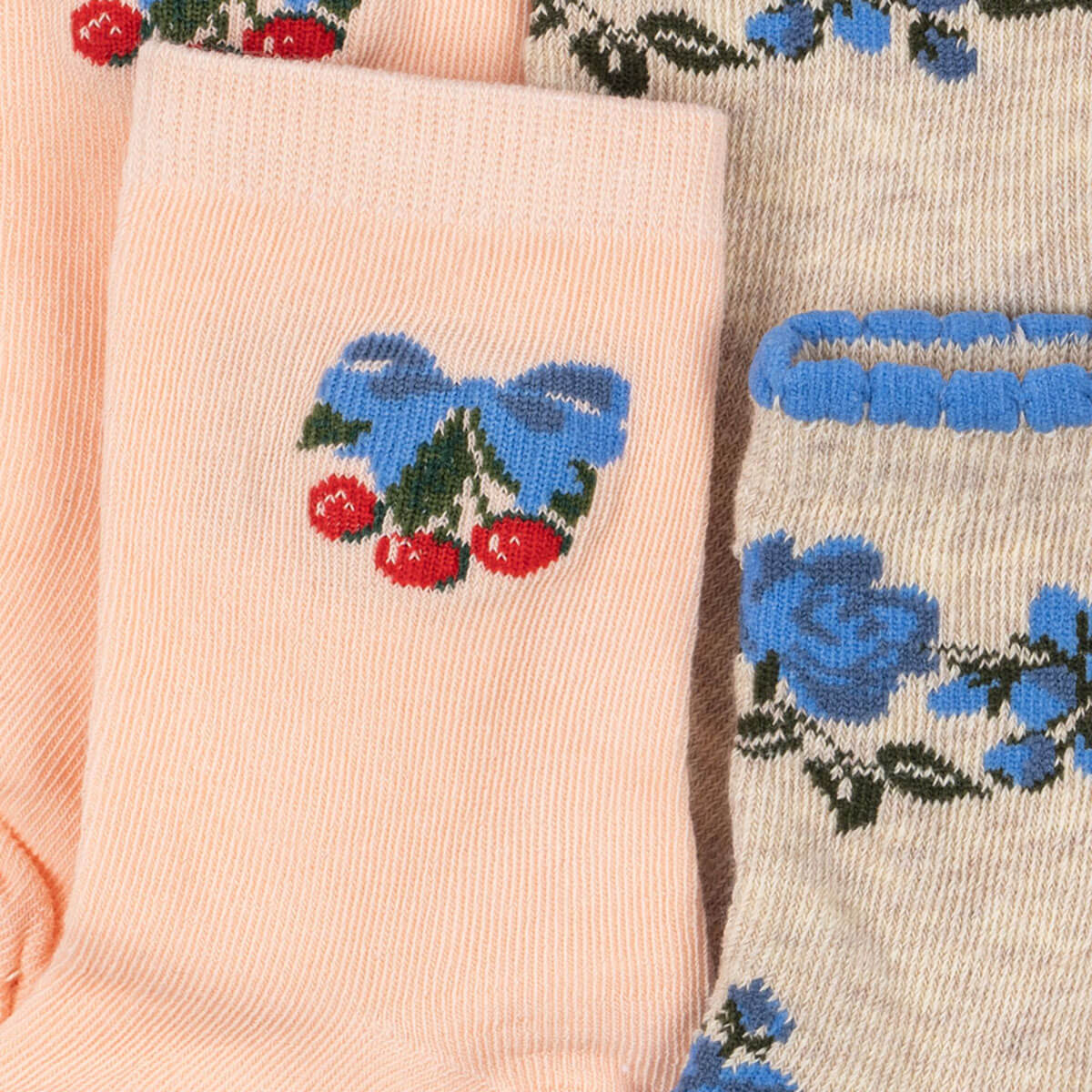 2 Pack Jacquard Socks in Flower / Cherry by Konges Sløjd