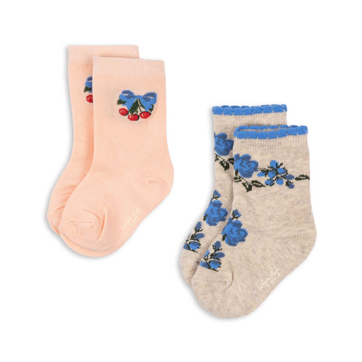 2 Pack Jacquard Socks in Flower / Cherry by Konges Sløjd