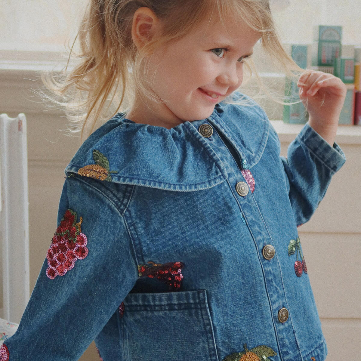 konges sloejd 花柄刺繍ジャケット 3Y Konges Slojd Flora Jacket Strawberry