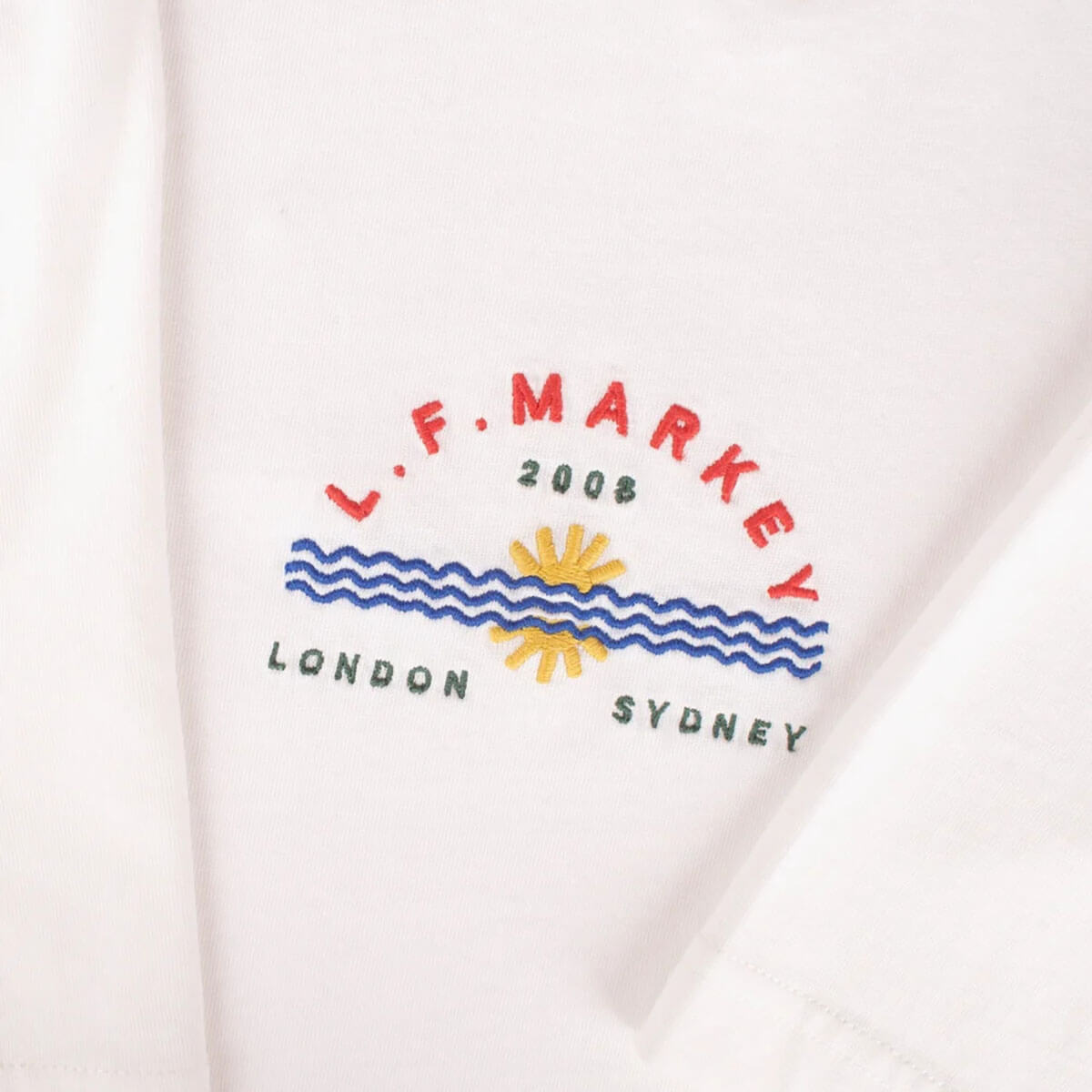 Logo Embroidered Tee in Ecru by L.F.Markey
