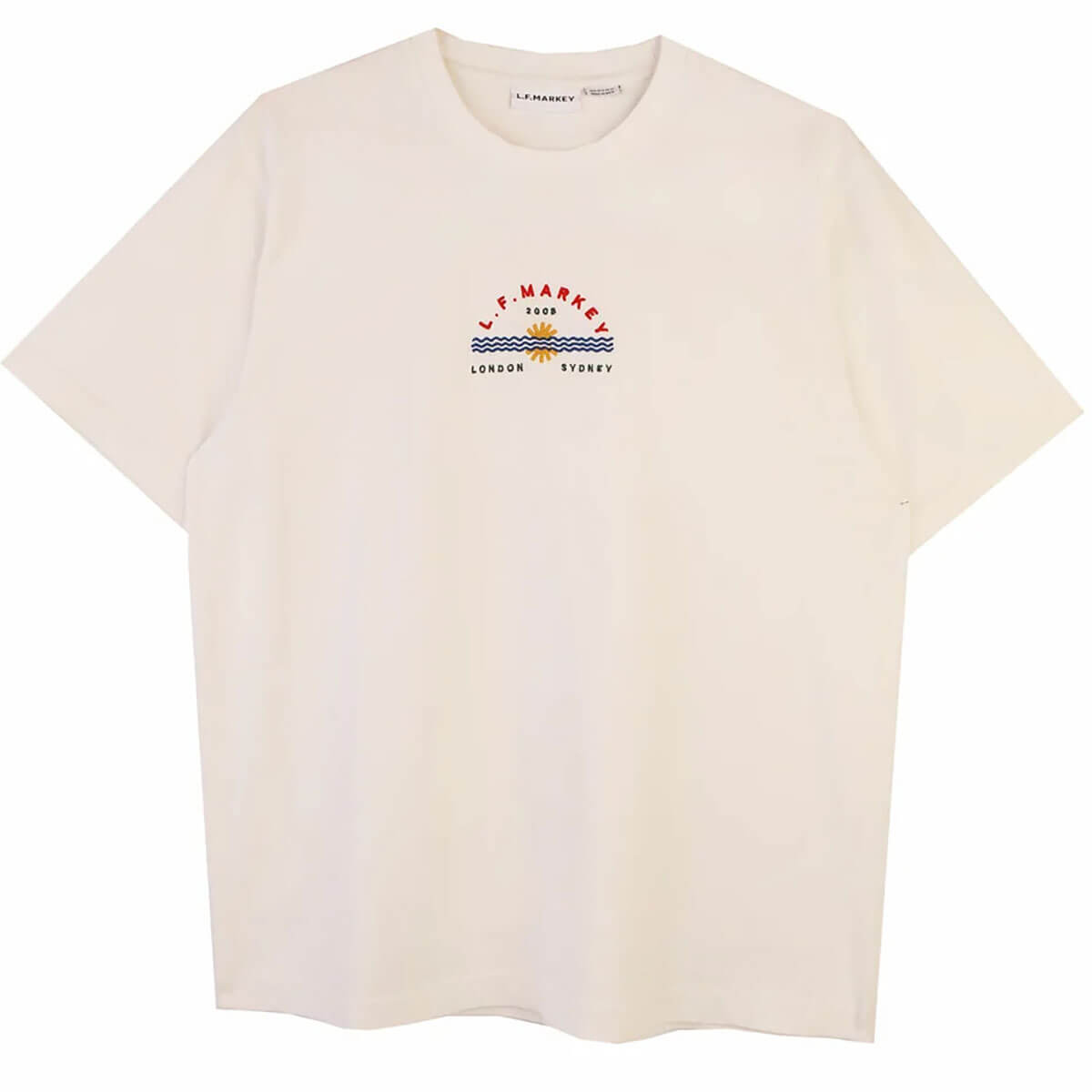 Logo Embroidered Tee in Ecru by L.F.Markey