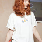 Logo Embroidered Tee in Ecru by L.F.Markey