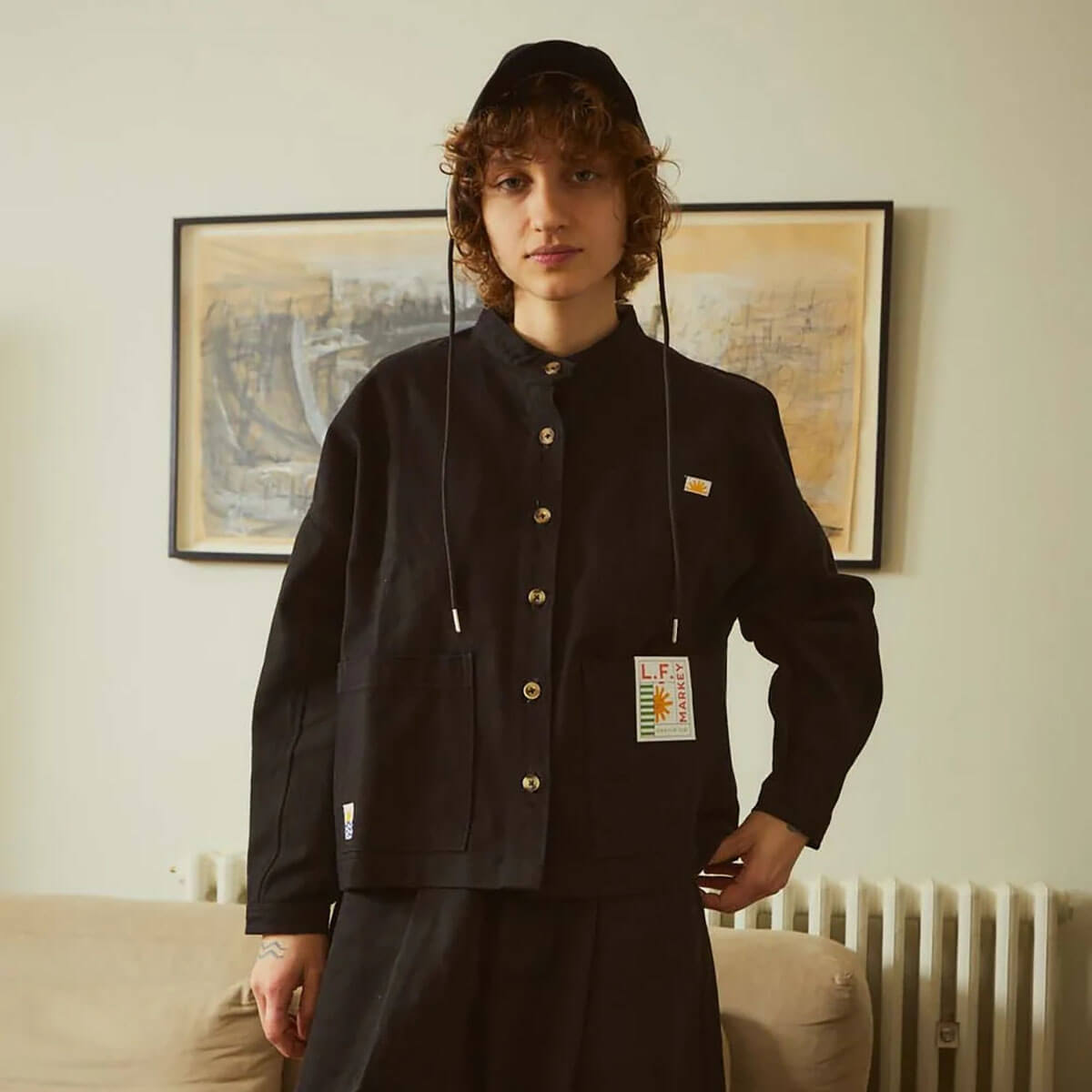 Wide Chore Coat in Black by L.F.Markey