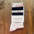 Her Varsity Adult Socks in White / Black by Le Bon Shoppe