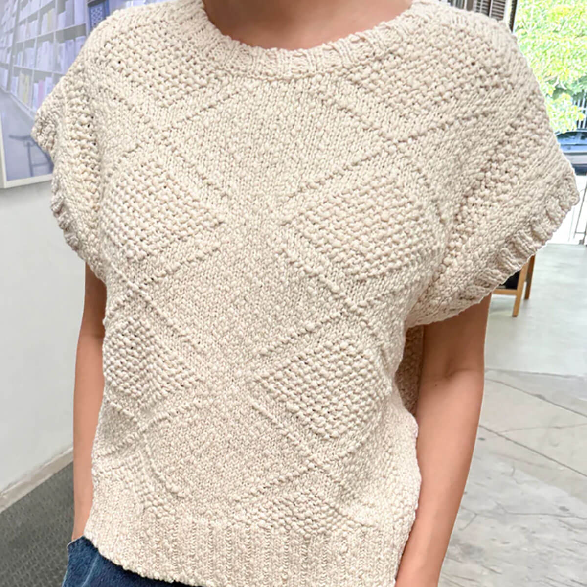 Alden Cotton Sweater in Naturel by Le Bon Shoppe