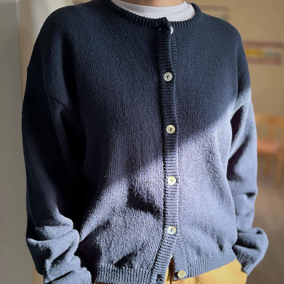 Cotton Leila Cardigan in Navy by Le Bon Shoppe