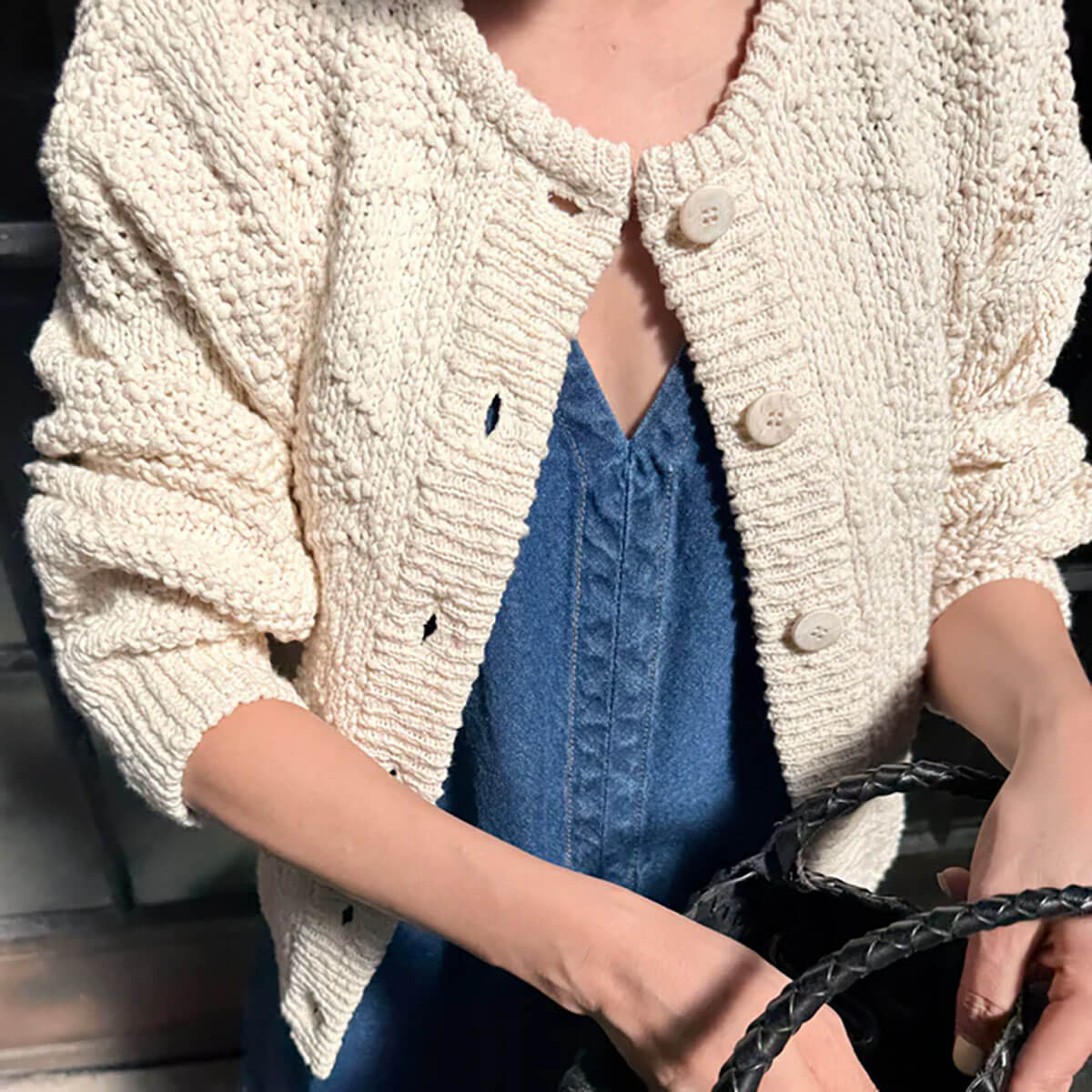 Mason Cotton Cardigan in Naturel by Le Bon Shoppe