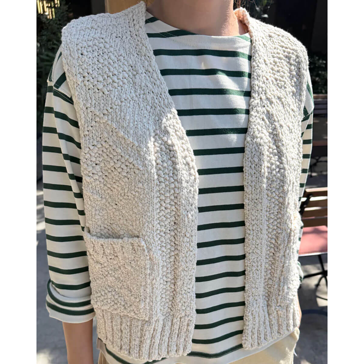 Papa Cotton Vest in Naturel by Le Bon Shoppe