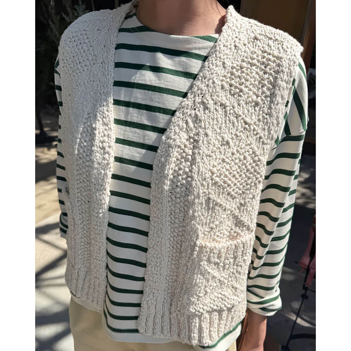 Papa Cotton Vest in Naturel by Le Bon Shoppe