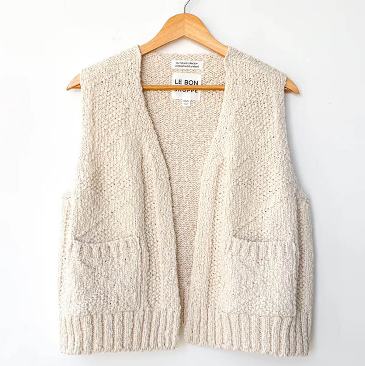 Papa Cotton Vest in Naturel by Le Bon Shoppe
