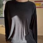 Haze Linen Blend Tee in Black by Le Bon Shoppe