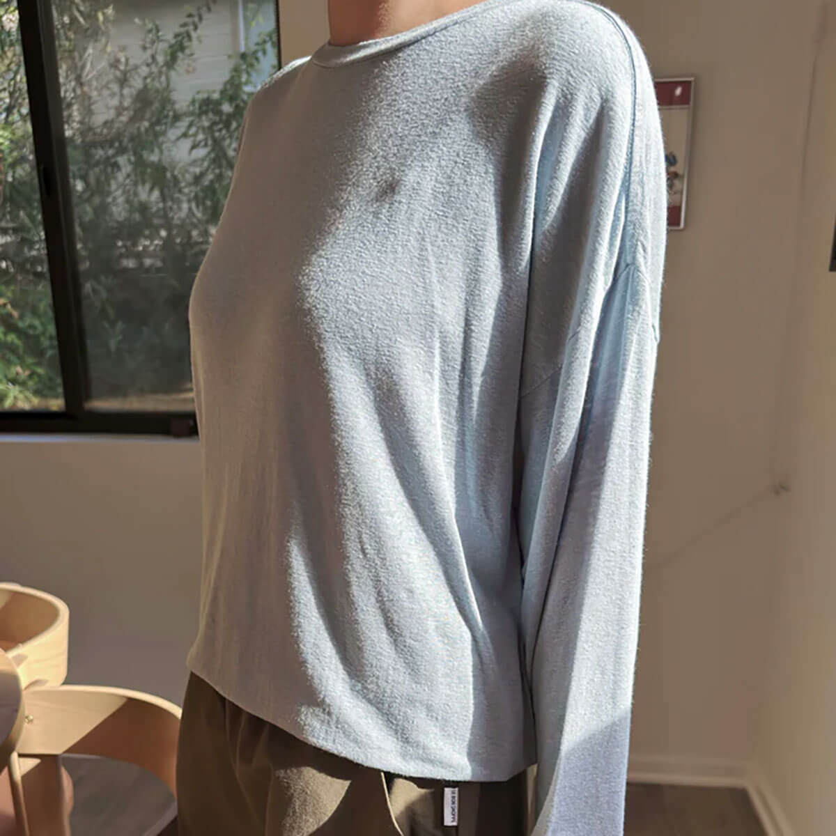 Haze Linen Blend Tee in Moonbeam by Le Bon Shoppe
