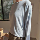Haze Linen Blend Tee in Moonbeam by Le Bon Shoppe