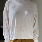 Haze Linen Blend Tee in White by Le Bon Shoppe