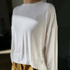Haze Linen Blend Tee in White by Le Bon Shoppe