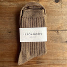 Her Adult Socks in Dark Tan by Le Bon Shoppe