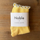 The Petite Ruffled Hugger Adult Modal Socks in Butter / Baby Blue by Le Bon Shoppe