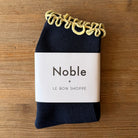 The Petite Ruffled Hugger Adult Modal Socks in Navy / Butter by Le Bon Shoppe