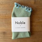 The Petite Ruffled Hugger Adult Modal Socks in Sea Glass / Powder Blue by Le Bon Shoppe