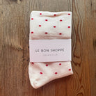 Sneaker Polka Dot Adult Socks in Cream / Red by Le Bon Shoppe