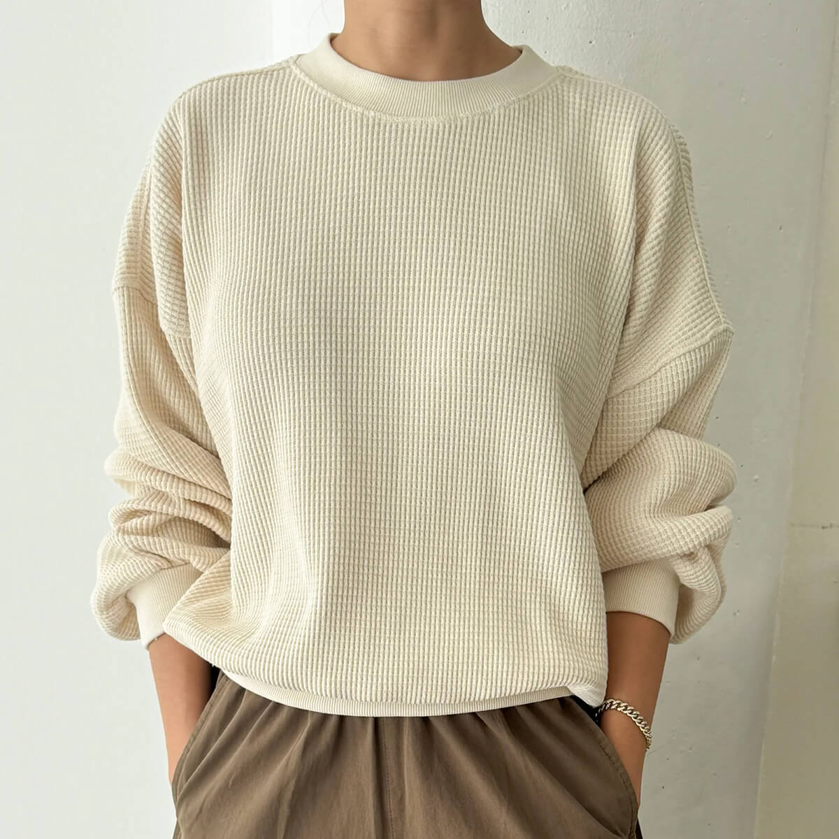 Waffle Core Sweatshirt Naturel | Le Bon Shoppe | Junior Edition