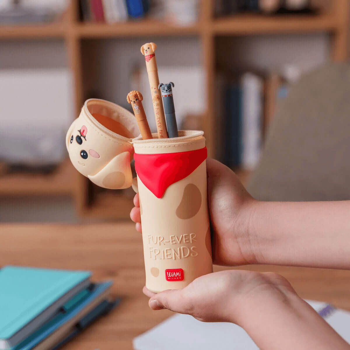 Golden Retriever Kawaii Two In One Silicone Pencil Case by Legami