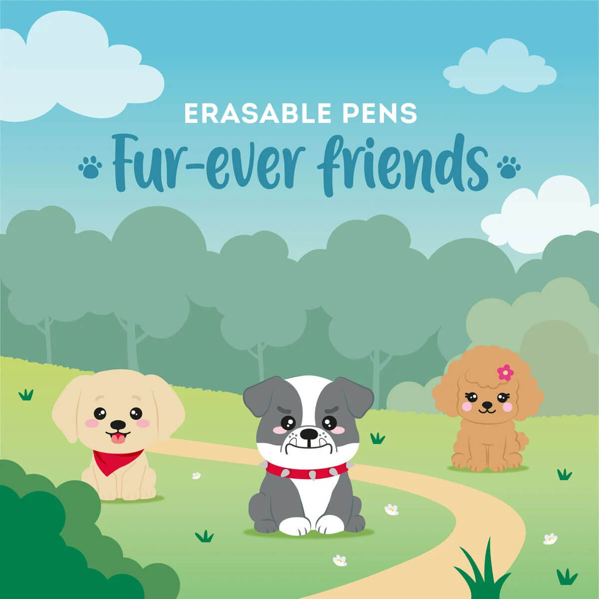 Fur-Ever Friends Set of 3 Erasable Pens by Legami