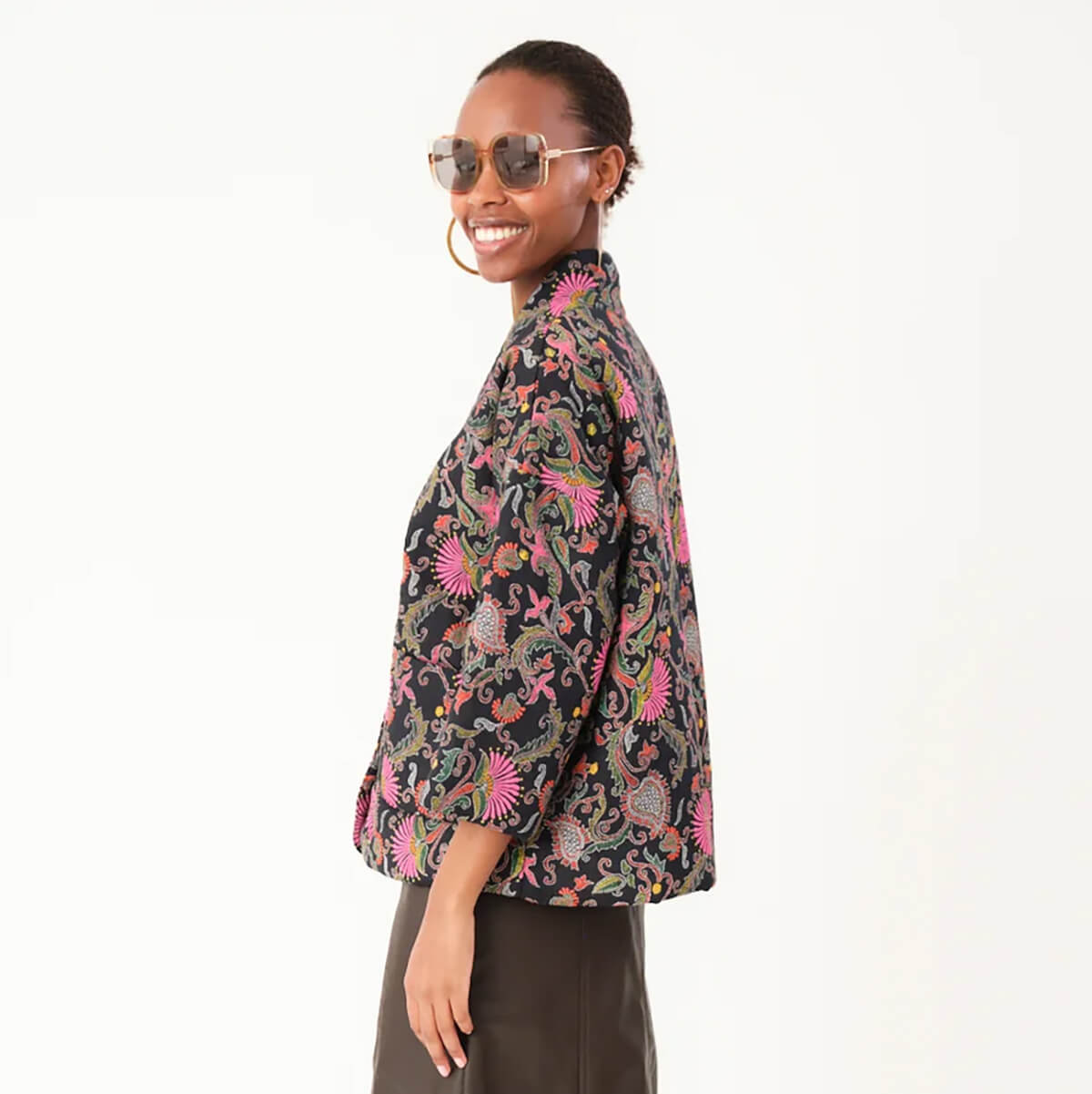 ジャケット・アウター Flower print nylon pull over SHIPS any ブルゾン アウター any:「手洗い可能」フラワー ジャカード