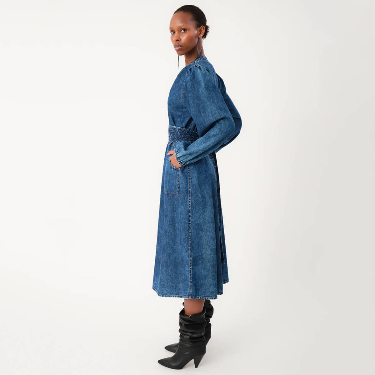 Paris Midi Dress in Blue by Lollys Laundry - Last Ones In Stock