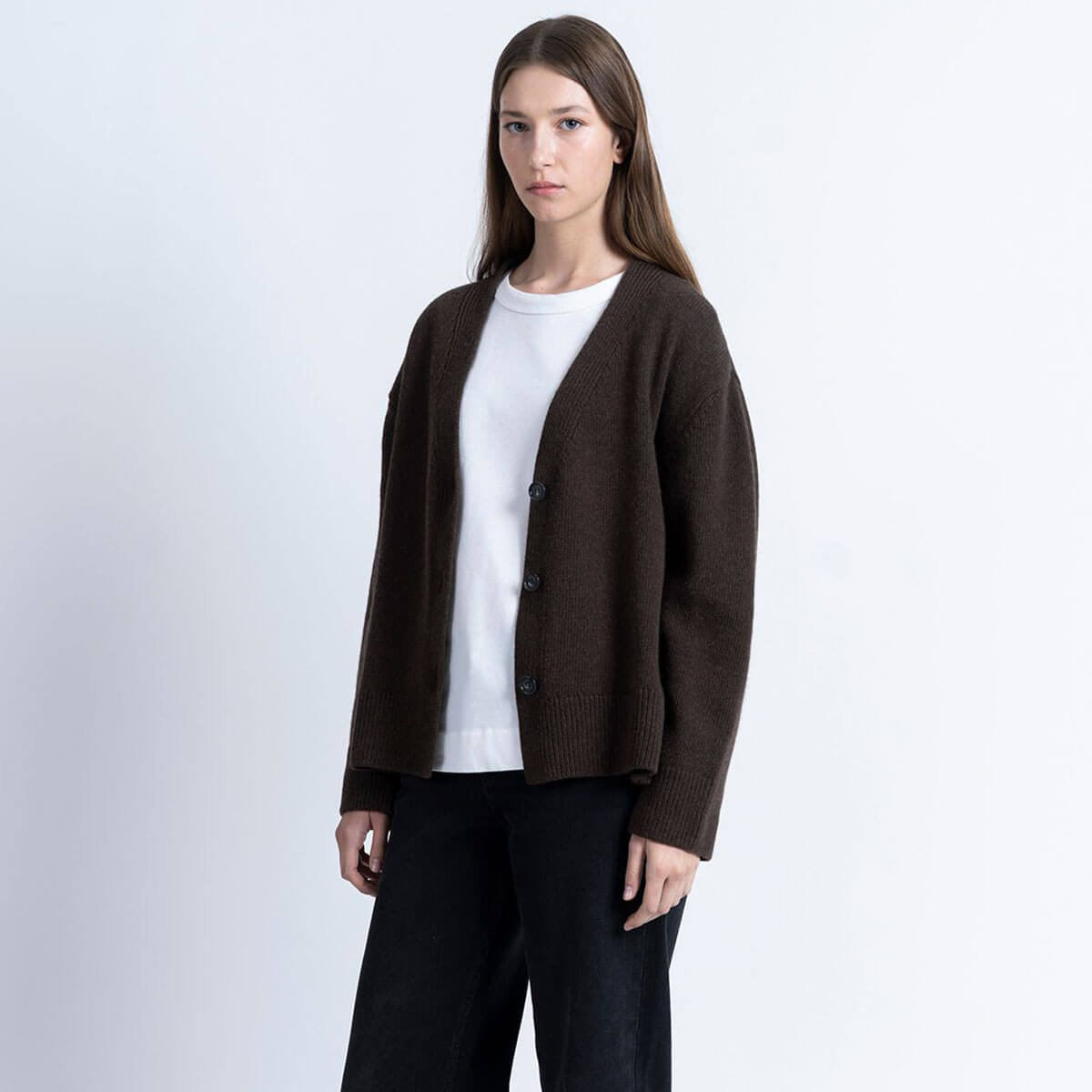Izaro Cardigan in Dark Chocolate by Loreak Mendian