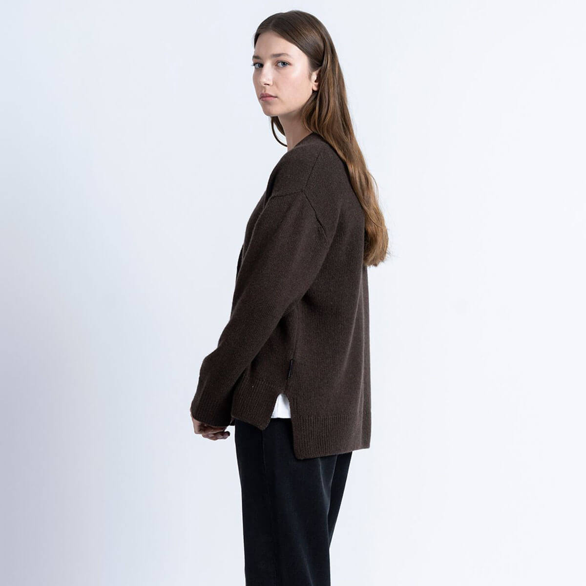 Izaro Cardigan in Dark Chocolate by Loreak Mendian