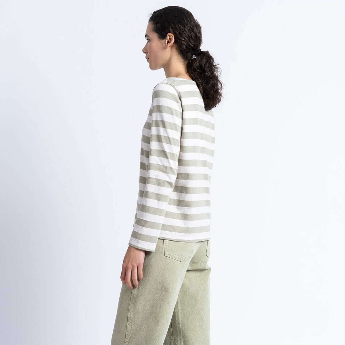 Striped Dot T-Shirt in Ecru / Mouse by Loreak Mendian