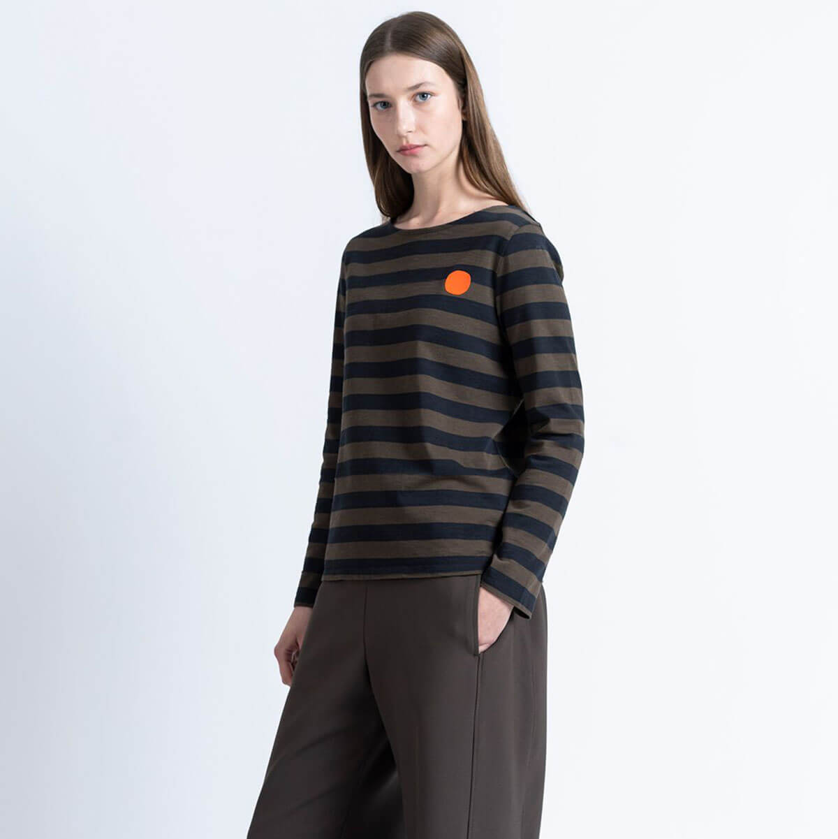 Striped Dot T-Shirt in Navy / Forest by Loreak Mendian