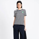 Hazpe Dot T-Shirt in Off White / Navy by Loreak Mendian
