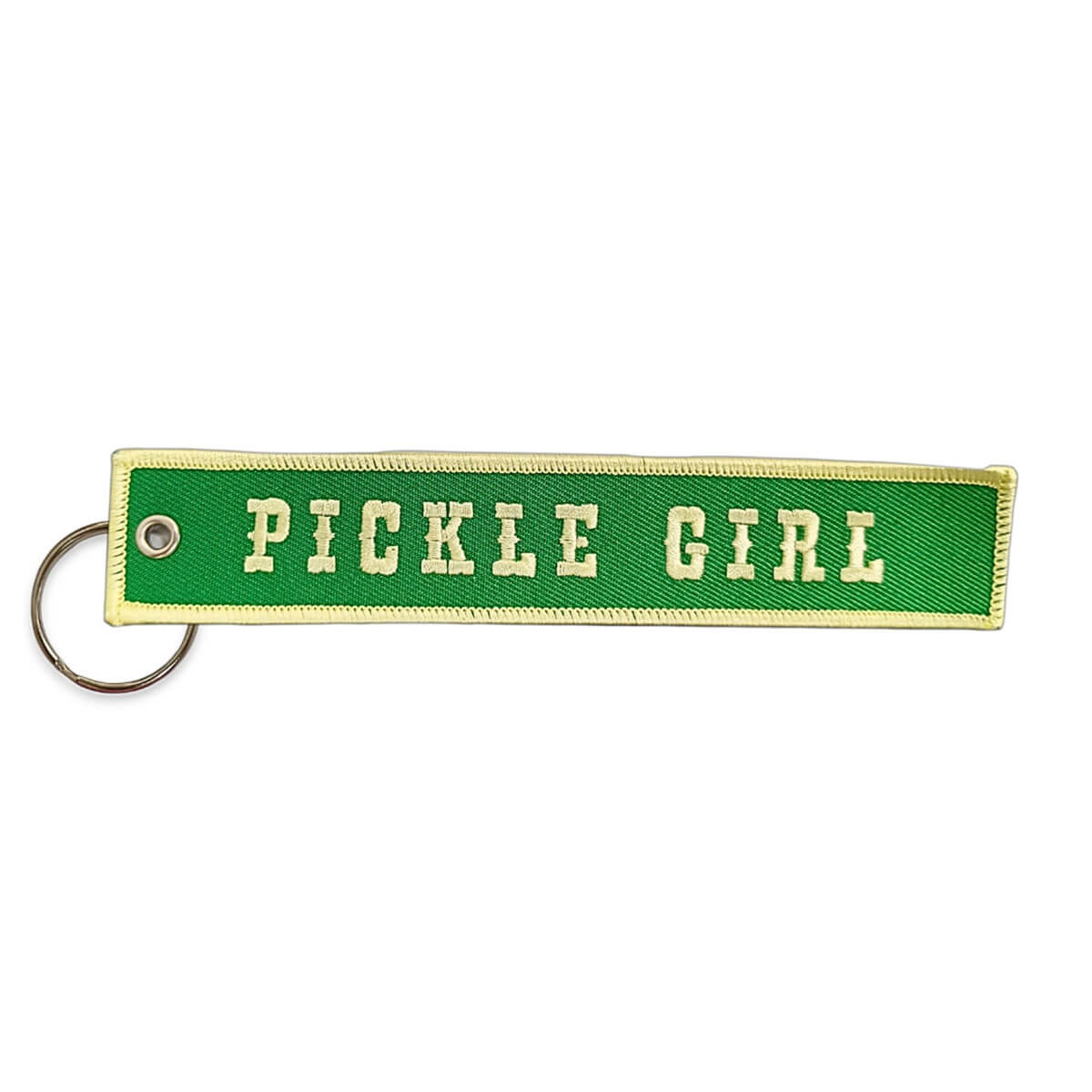 Pickle Girl Embroidered Keyring by Lucky Goods Paper