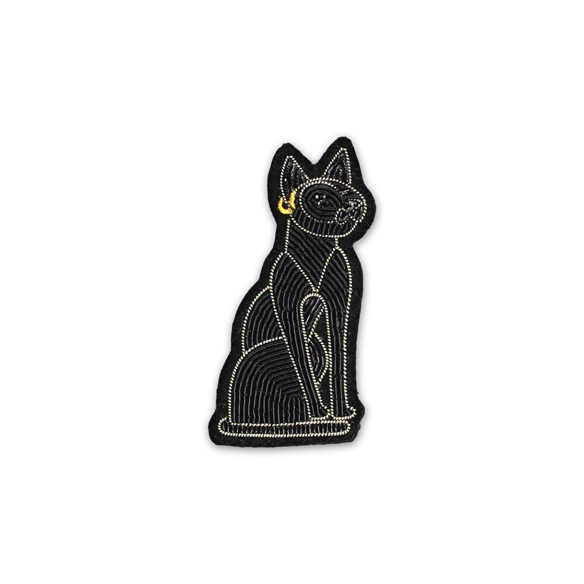 Black Bastet Hand Embroidered Brooch by Macon & Lesquoy