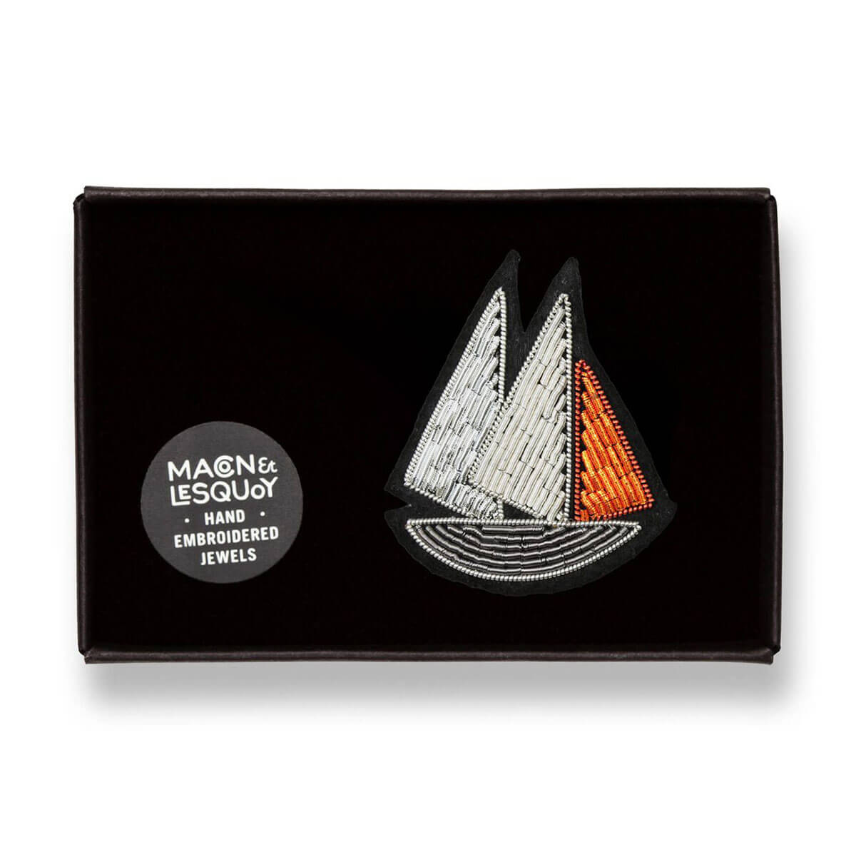 Schooner Hand Embroidered Brooch by Macon & Lesquoy