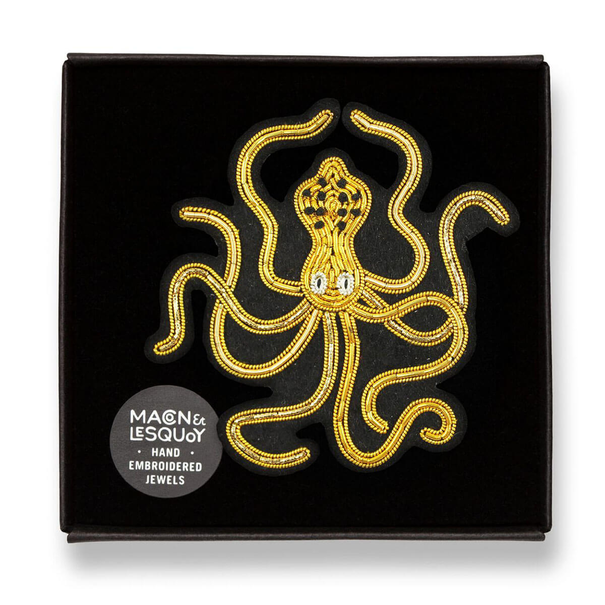 Ancient Octopus Hand Embroidered Brooch by Macon & Lesquoy