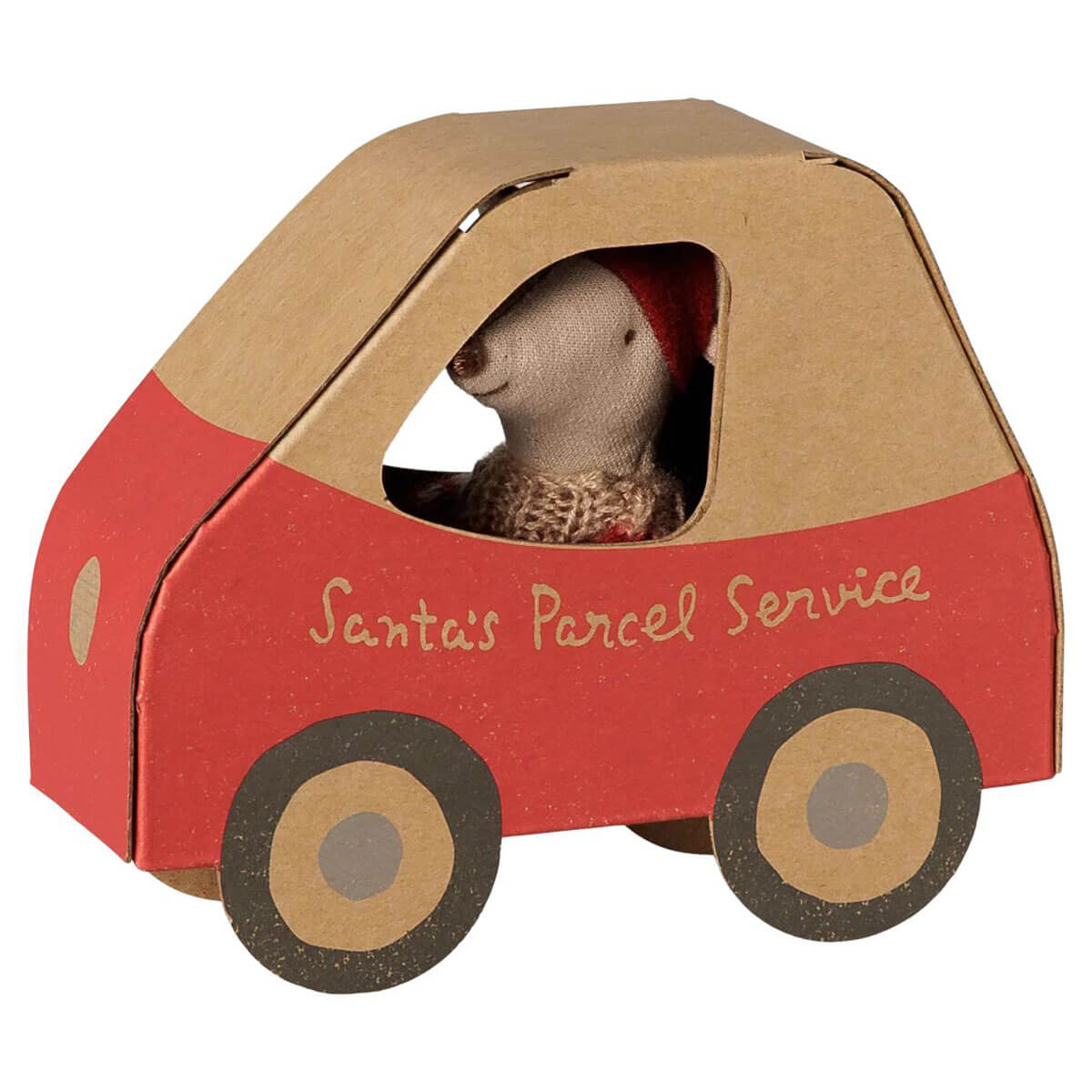Little Sister in a Car Christmas Mouse by Maileg