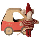 Little Sister in a Car Christmas Mouse by Maileg