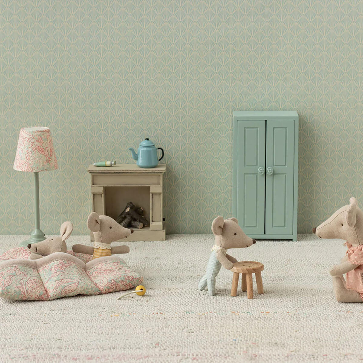 Baby Mice Triplets in a Matchbox in Checker by Maileg