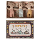 Baby Mice Triplets in a Matchbox in Checker by Maileg
